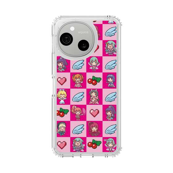 スリムプロテクションケース［ ツインエンジェル - ドットイラスト - ピンク ］