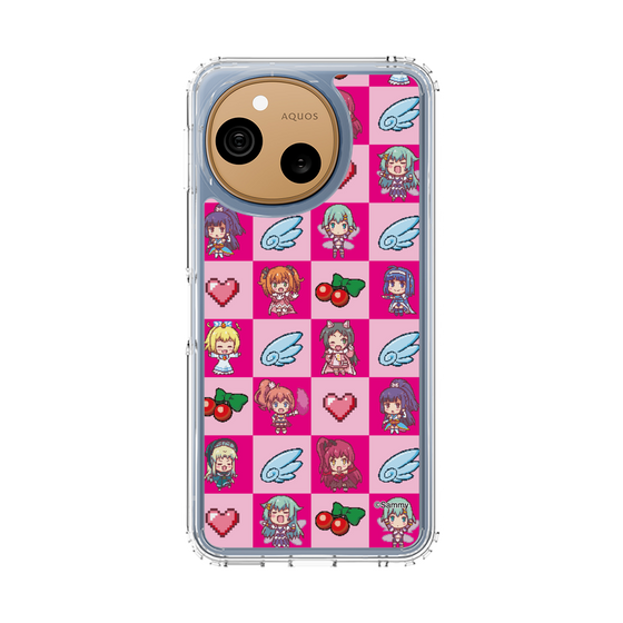 スリムプロテクションケース［ ツインエンジェル - ドットイラスト - ピンク ］