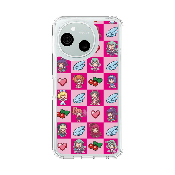 スリムプロテクションケース［ ツインエンジェル - ドットイラスト - ピンク ］