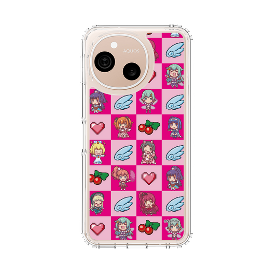 スリムプロテクションケース［ ツインエンジェル - ドットイラスト - ピンク ］