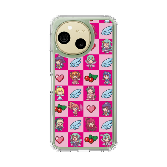 スリムプロテクションケース［ ツインエンジェル - ドットイラスト - ピンク ］