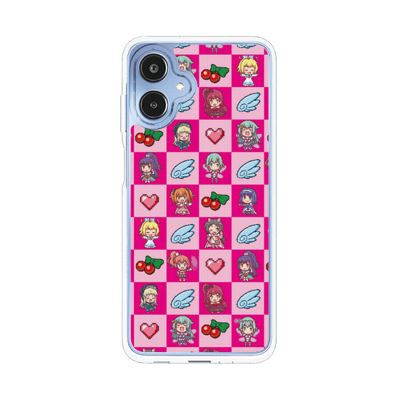 スリムプロテクションケース［ ツインエンジェル - ドットイラスト - ピンク ］