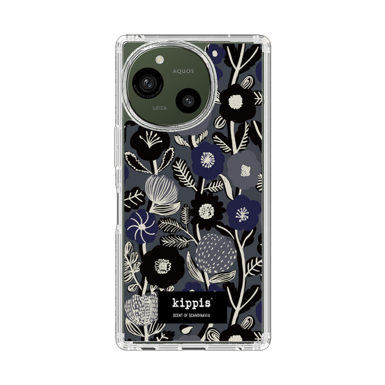 スリムプロテクションケース［ kippis® - Ihmekasvi 不思議な植物 - ネイビー ］