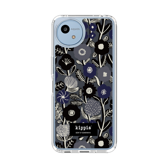 スリムプロテクションケース［ kippis® - Ihmekasvi 不思議な植物 - ネイビー ］