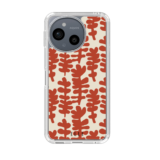 スリムプロテクションケース［ ELLE - 葉っぱ - オレンジ ］