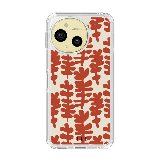 スリムプロテクションケース［ ELLE - 葉っぱ - オレンジ ］