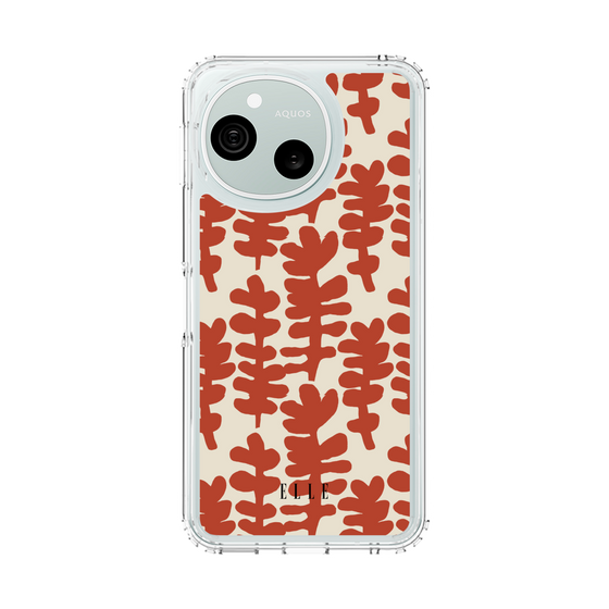 スリムプロテクションケース［ ELLE - 葉っぱ - オレンジ ］