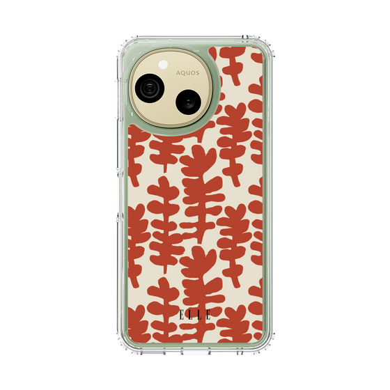 スリムプロテクションケース［ ELLE - 葉っぱ - オレンジ ］