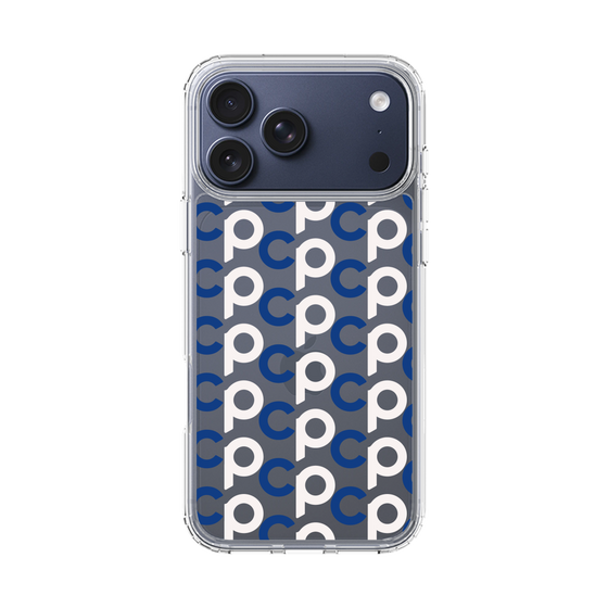 スリムプロテクションケース［ オリジナル - CASEPLAYイニシャル総柄 - ネイビー ］