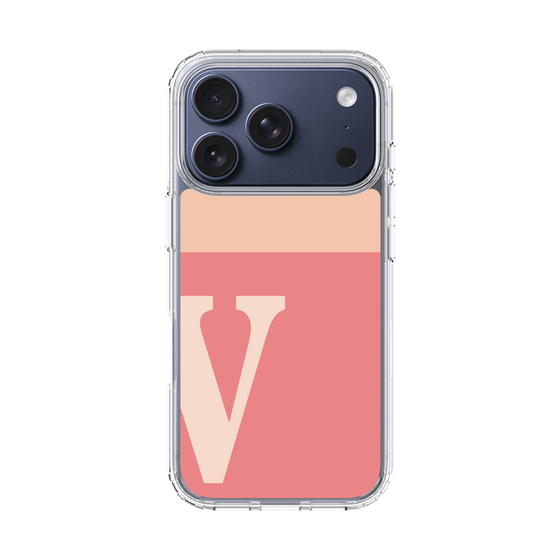 スリムプロテクションケース［ オリジナル - initial two tone - V pink ］