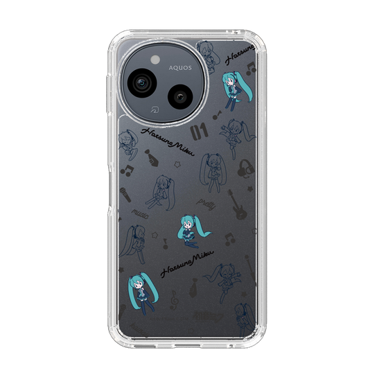 スリムプロテクションケース［ 初音ミク - インストルメント - モノクロ ］