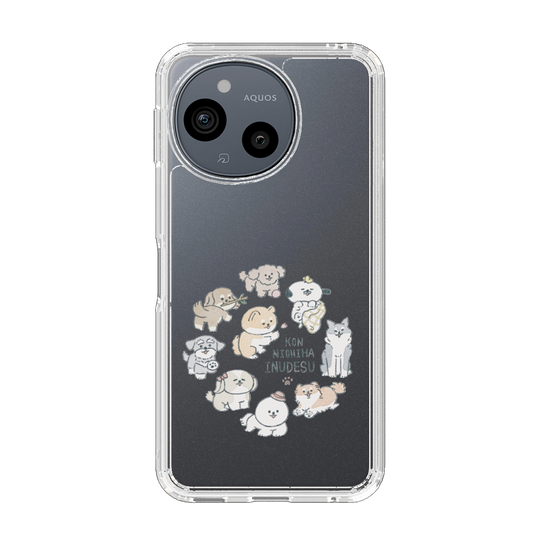 スリムプロテクションケース［ こんにちは、いぬです - みんなそろって - クリア ］