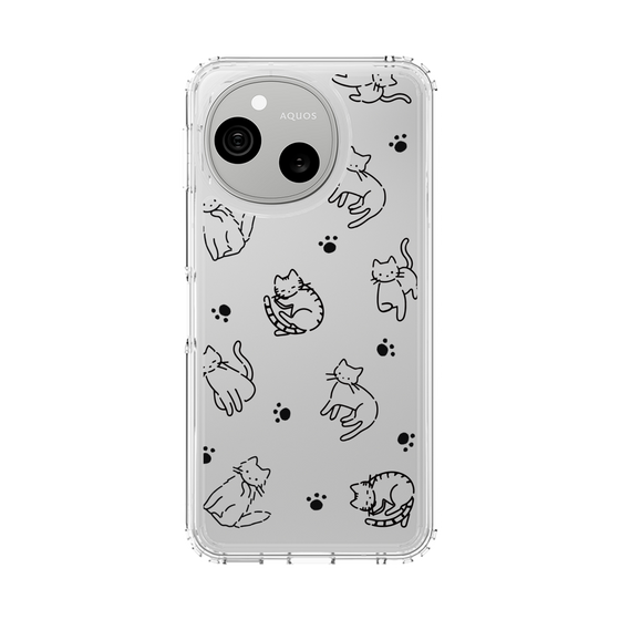 スリムプロテクションケース［ オリジナル - CASEPLAYネコ総柄 - black ］