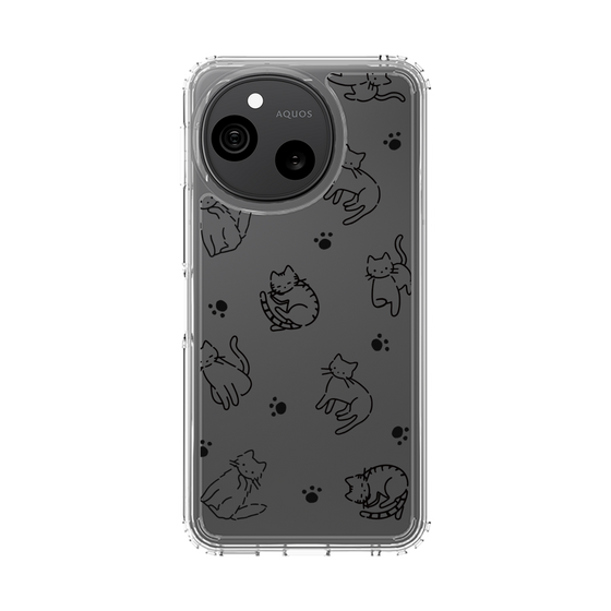 スリムプロテクションケース［ オリジナル - CASEPLAYネコ総柄 - black ］