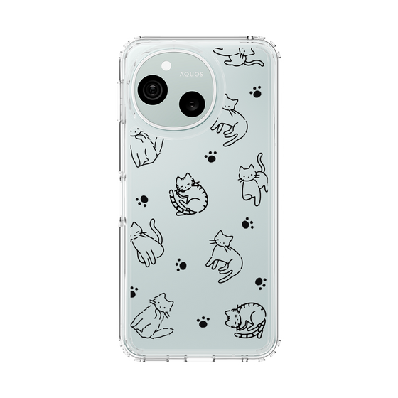 スリムプロテクションケース［ オリジナル - CASEPLAYネコ総柄 - black ］