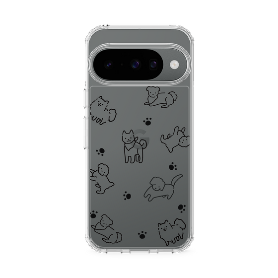 スリムプロテクションケース［ オリジナル - CASEPLAYイヌ総柄 - black ］