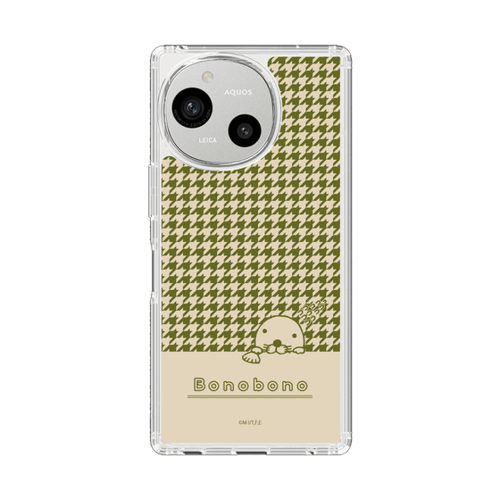 スリムプロテクションケース［ ぼのぼの - ぼのぼのと千鳥格子 - カーキ ］