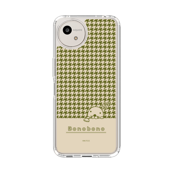 スリムプロテクションケース［ ぼのぼの - ぼのぼのと千鳥格子 - カーキ ］