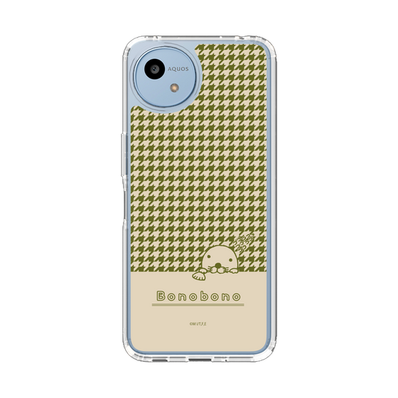 スリムプロテクションケース［ ぼのぼの - ぼのぼのと千鳥格子 - カーキ ］