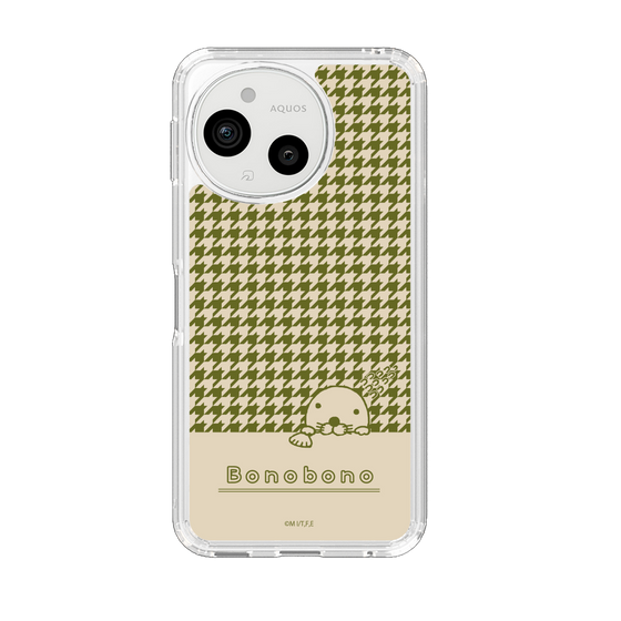 スリムプロテクションケース［ ぼのぼの - ぼのぼのと千鳥格子 - カーキ ］