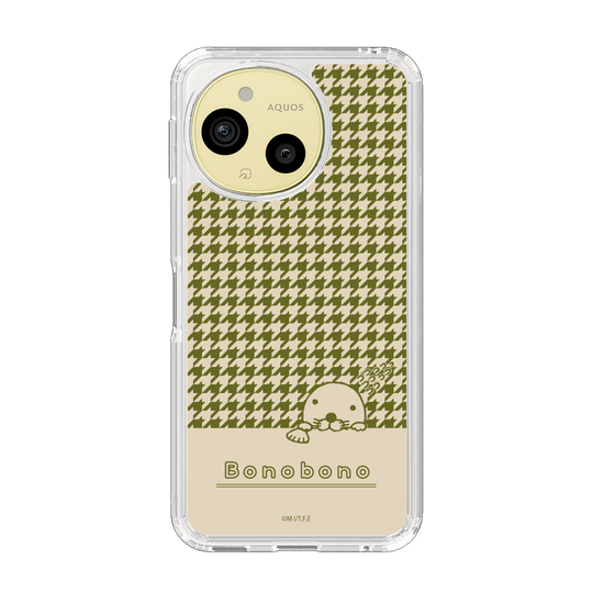 スリムプロテクションケース［ ぼのぼの - ぼのぼのと千鳥格子 - カーキ ］