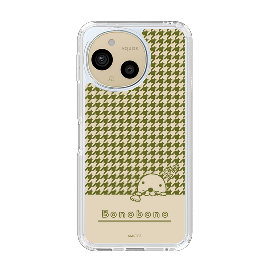 スリムプロテクションケース［ ぼのぼの - ぼのぼのと千鳥格子 - カーキ ］