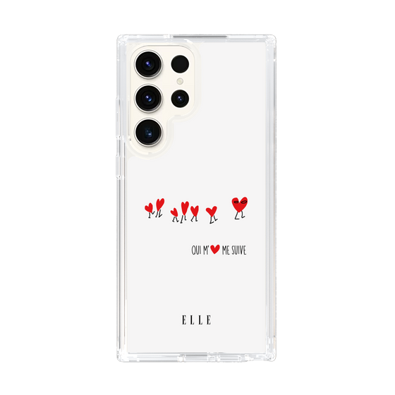 スリムプロテクションケース［ ELLE - Let who love me follow me - ホワイト ］
