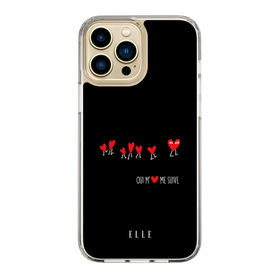 スリムプロテクションケース［ ELLE - Let who love me follow me - ブラック ］