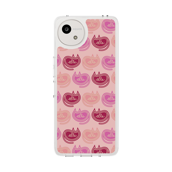 スリムプロテクションケース［ ELLE - Cat Pattern - ピンク ］