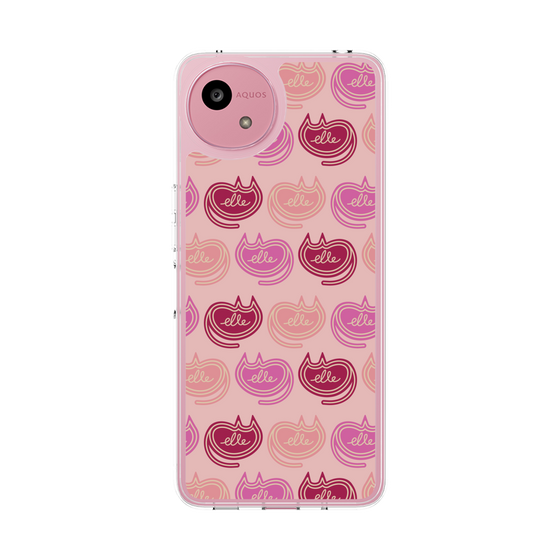 スリムプロテクションケース［ ELLE - Cat Pattern - ピンク ］