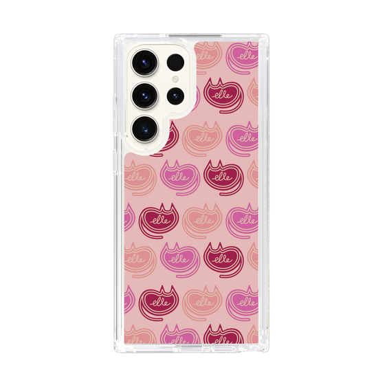 スリムプロテクションケース［ ELLE - Cat Pattern - ピンク ］