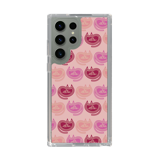 スリムプロテクションケース［ ELLE - Cat Pattern - ピンク ］