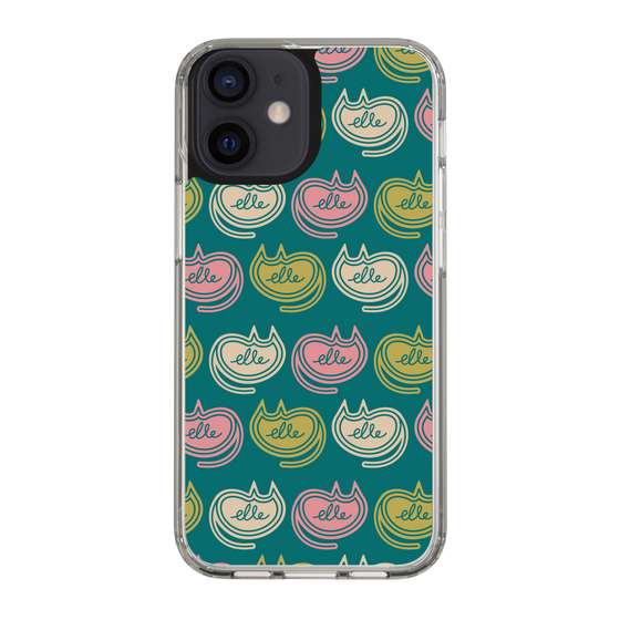 スリムプロテクションケース［ ELLE - Cat Pattern - グリーン ］