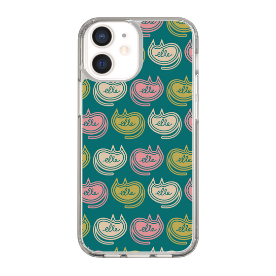 スリムプロテクションケース［ ELLE - Cat Pattern - グリーン ］