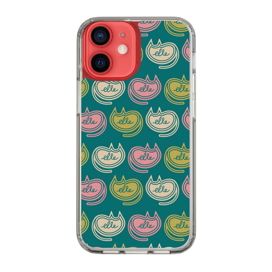 スリムプロテクションケース［ ELLE - Cat Pattern - グリーン ］