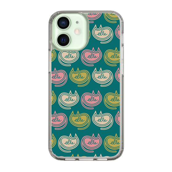 スリムプロテクションケース［ ELLE - Cat Pattern - グリーン ］