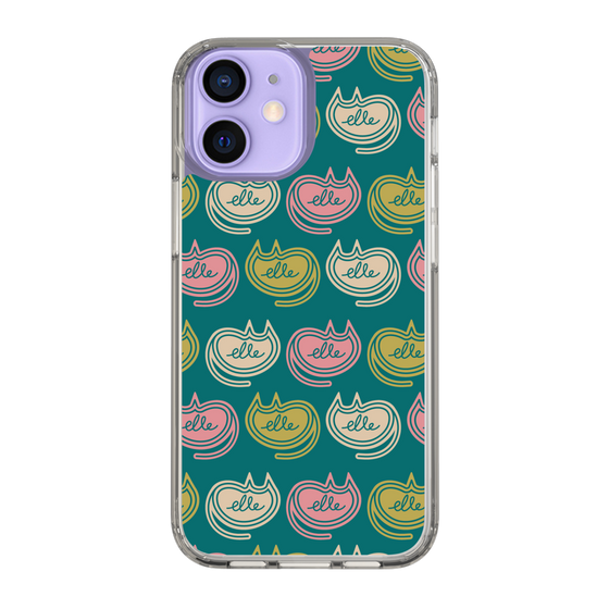スリムプロテクションケース［ ELLE - Cat Pattern - グリーン ］