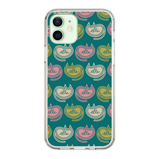 スリムプロテクションケース［ ELLE - Cat Pattern - グリーン ］