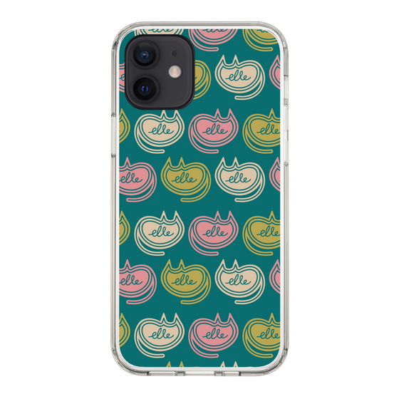 スリムプロテクションケース［ ELLE - Cat Pattern - グリーン ］