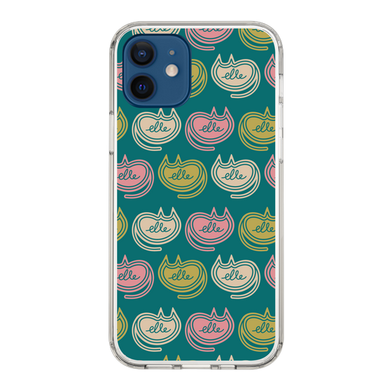 スリムプロテクションケース［ ELLE - Cat Pattern - グリーン ］