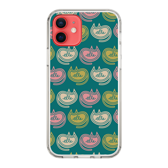 スリムプロテクションケース［ ELLE - Cat Pattern - グリーン ］