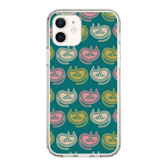 スリムプロテクションケース［ ELLE - Cat Pattern - グリーン ］