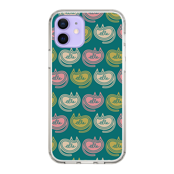 スリムプロテクションケース［ ELLE - Cat Pattern - グリーン ］
