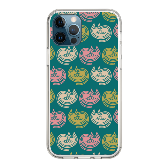 スリムプロテクションケース［ ELLE - Cat Pattern - グリーン ］