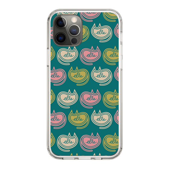 スリムプロテクションケース［ ELLE - Cat Pattern - グリーン ］