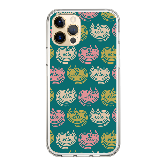 スリムプロテクションケース［ ELLE - Cat Pattern - グリーン ］
