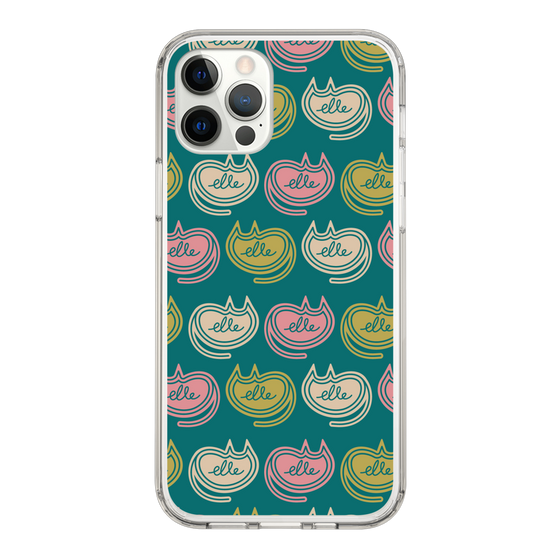 スリムプロテクションケース［ ELLE - Cat Pattern - グリーン ］