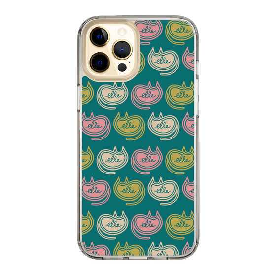 スリムプロテクションケース［ ELLE - Cat Pattern - グリーン ］