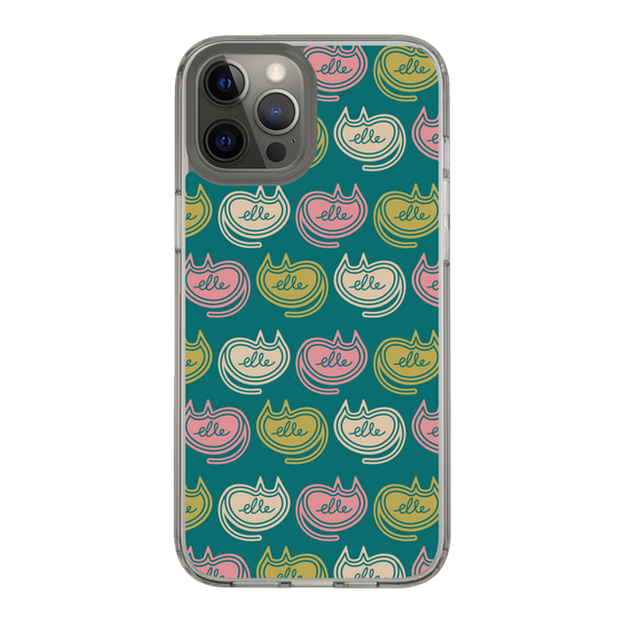 スリムプロテクションケース［ ELLE - Cat Pattern - グリーン ］