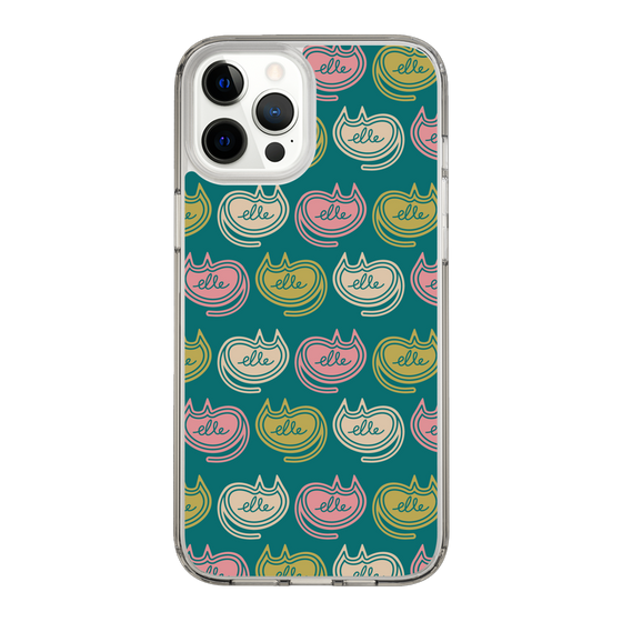 スリムプロテクションケース［ ELLE - Cat Pattern - グリーン ］